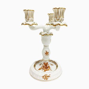 Bougeoirs Bouquet Apponyi en Porcelaine Rouille de Herend Hungary, Set de 2