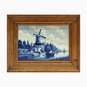 Dutch Delft Bottle Tile Depicting Mill De Roos After L. Senf from Porceleyne Fles, 1906