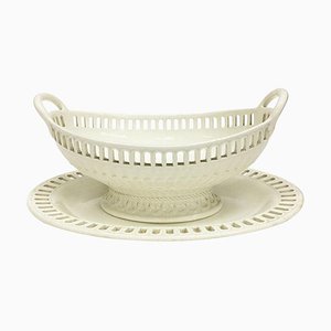 Panier à Crème et Assiette 19ème Siècle de Wedgwood, Set de 2