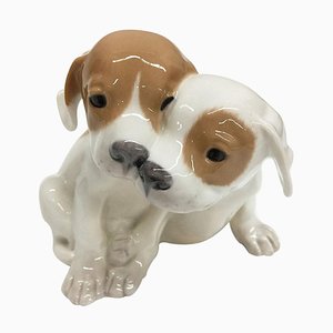 Porzellan Pointer Puppies Figur von Royal Copenhagen Denmark, 1889-1922