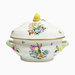 Printemps Pattern Porcelain Tureen with Handles from Herend, Hungary