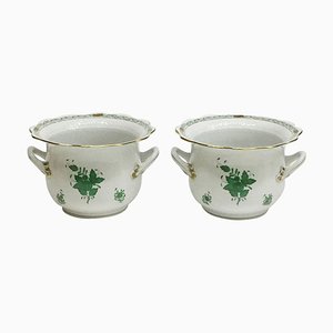 Cache-Pots Bouquet Apponyi en Porcelaine Verte de Herend, Set de 2