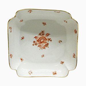 Porcelain Rust Fortuna Pattern Square Salad Dish from Herend, Hungary