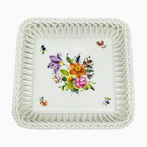 Porcelain Printemps Square Openwork Basket from Herend, Hungary