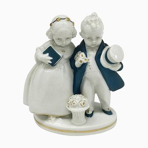Small Girl & Boy Katzhütte Porcelain Figurine by Hertwig & Co, 1920s / 30s
