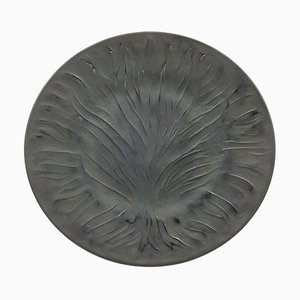 Black Algae Art Glass Plate With Tree of Life Motif by Rene Lalique