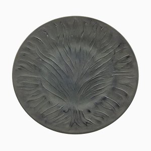 Plato de vidrio artístico con algas negras con motivo del árbol de la vida de Rene Lalique