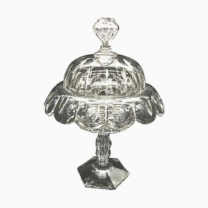 19th Century English Crystal Lidded Coupe
