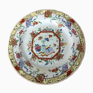 Plato Fencai chino antiguo de porcelana, siglo XVIII
