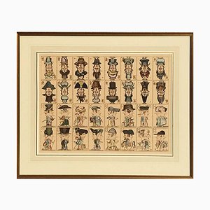 19th Century Caricature Playing Cards in Frame