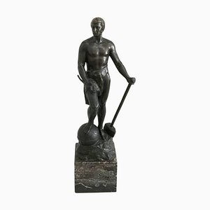 Adolf Muller-Crefeld, figura masculina, década de 1900, estatua de bronce