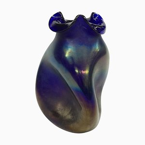 Bohemian Cobalt Iridescent Vase, 1900s