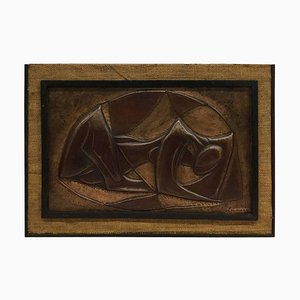 MB Kasongo Banza Meso, Anxiety II, African Art, Brass Relief, 1977