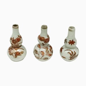 Petits Vases en Fer Rouge et Doré, Chine, Kangxi, Set de 3