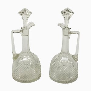Crystal Wine or Liqueur Bottles With Diamond Cut Sharpening, Set of 2
