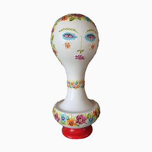 Tall Art Pottery Bust Wig Form Hat Stand by Raymor Eames