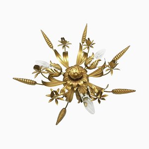 LS Gilt Metal Ceiling Lamp, Italy