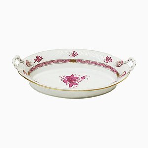 Chinese Bouquet Raspberry Porcelain Bread Basket from Herend Hungary