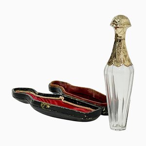 19th Century Dutch Boxed Crystal and Gold Perfume Bottle