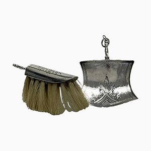 Dutch Silver Miniature Sweeper and Dustpan by Anne Venema, Sneek, Set of 2