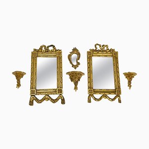 Miniature Giltwood Mirrors and Consoles Set, Set of 6