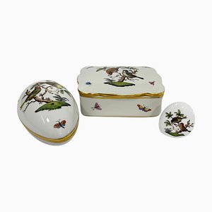 Rothschild Porcelain Boxes from Herend Hungary, Set of 3