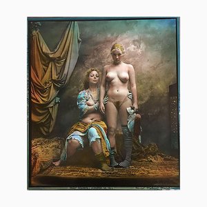 Jan Saudek, Mon Portrait Préféré de Mère & Fille, Tirage Photographique Original à la Gélatine, Fin du 20ème Siècle