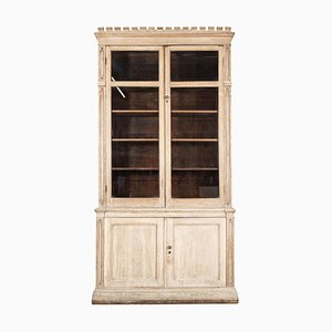 19th Century English Glazed Housekeeper's Cabinet in Bleached Oak