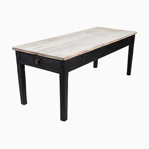 19th Century Ebonised Pine Scrub Top Farmhouse Table