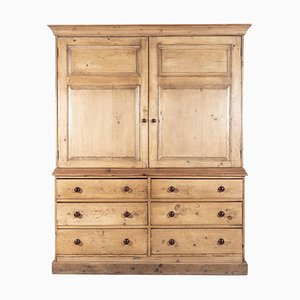19th Century English Pine Linen Press or Housekeeper's Cupboard