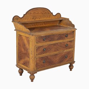 19th Century English Pine Grain Painted Galleried Chest