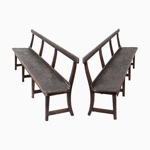 19th Century English Pine Chapel Benches, Set of 2