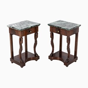 French Swan Neck Bedside Tables, Set of 2