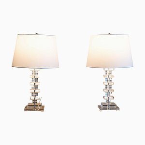 Mid-Century Acrylic Glass Table Lamps, Set of 2