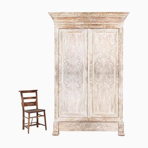 19th Century French Bleached Walnut Veneer Armoire