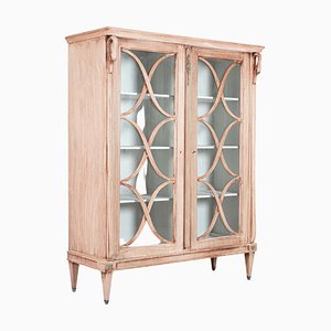French Astral Glazed Bleached Mahogany Bookcase or Display Cabinet