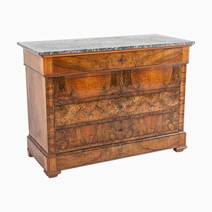 Large 19th Century French Walnut Marble Topped Chest of Drawers