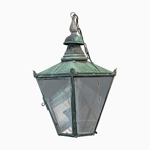 Large English Verdigris Glazed Lantern, 19th Century