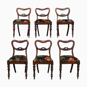 19th Century English Upholstered Chairs in Rosewood, Set of 6