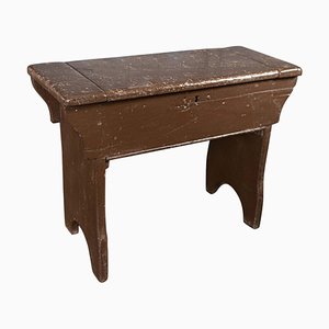 Large Pine Chapel Stool with Storage, 1880s
