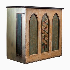 19th Century English Decorative Painted Chapel Cupboard