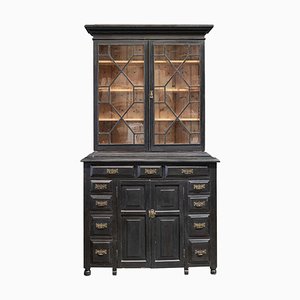 19th Century English Ebonized Astral Glazed Bookcase