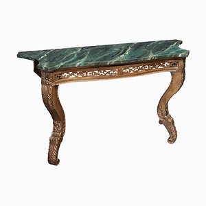 Table Console en Bois Doré et Faux Marbre, France, 19ème Siècle