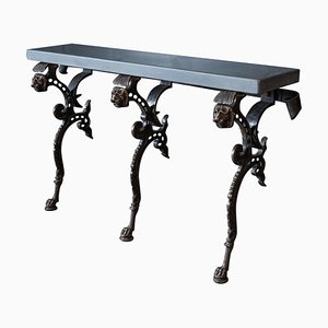 19th Century English Cast Iron Lion Console Table from Coalbrookdale, Set of 2