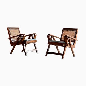 Teak Model PJ-010705 Compass Lounge Armchairs by Pierre Jeanneret, 1956, Set of 2