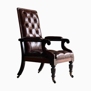 Antique William IV Mahogany Reclining Library Armchair, 1835