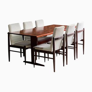 Rosewood Patchwork Dining Table & Chairs by Guiseppe Scapinelli, 1950s, Set of 7