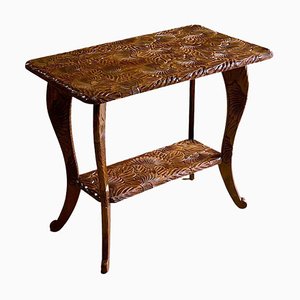 Antique Japanese Hand Carved Cherry Wood Side Table, 1920