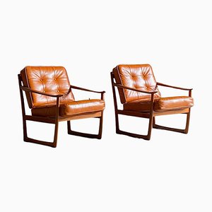 Model FD130 Sleigh Lounge Chairs by Peter Hvidt & Orla Mølgaard Nielsen for France & Son, 1960, Set of 2