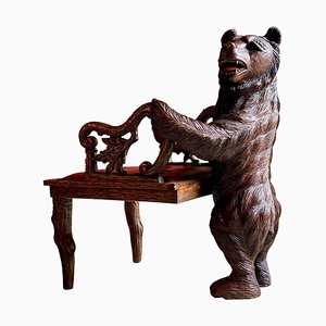 Antique Black Forest Carved Bear Hall Armchair, 1875